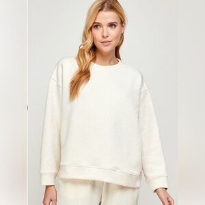 NWT See And Be Seen ivory textured pullover L